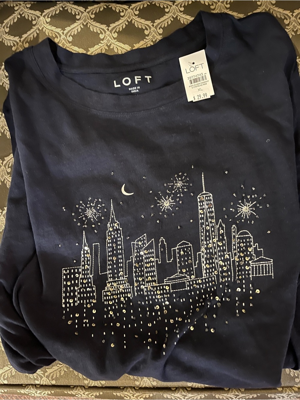 LOFT Navy Classic Crewneck Top - Picture 7 of 8